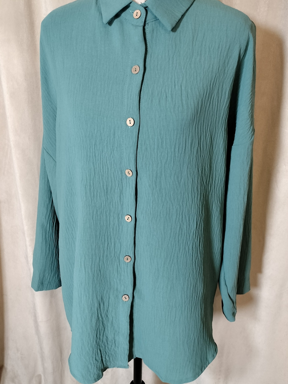 NWOT! Women's Teal Blouse 3/4 Sleeves Drop Shoulder. Size 2XL